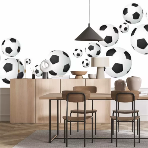 Fotobehang Zwart-witte voetballen