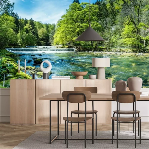 Fotobehang Een schilderachtige rivier in het bos