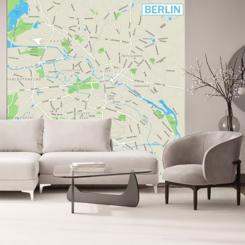 Sticker Berlin Kaart en navigatiepictogrammen zeer gedetailleerde vector straat kaart van Berlijn. Het is inclusief: - straten - parken - namen van onderdistricten - water object namen