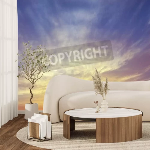 Fotobehang Verlichte lucht met witte wolken