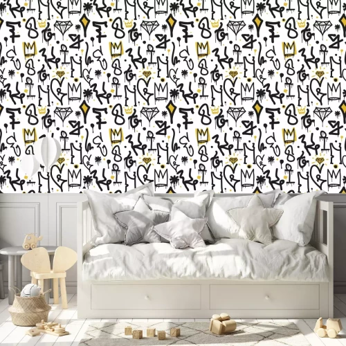 Behang Jeugdtekeningen met diamanten