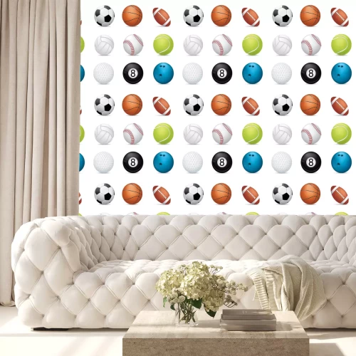 Behang Sport ballen op een witte achtergrond