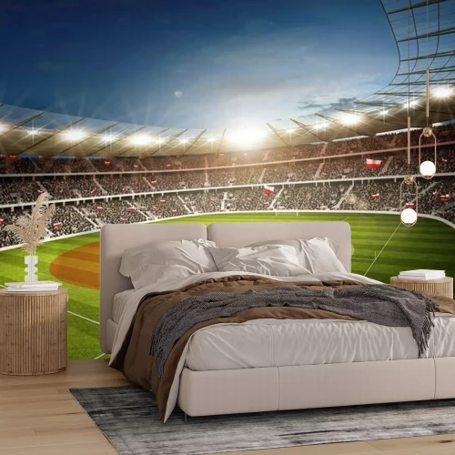 Fotobehang Pools voetbalstadion &#39;s nachts