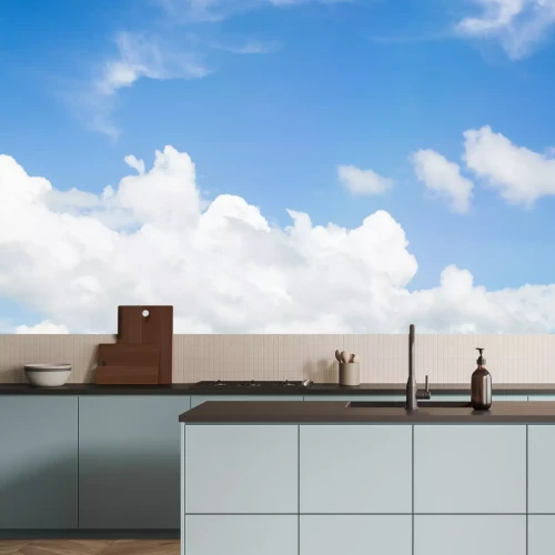 Fotobehang Landschap met blauwe lucht