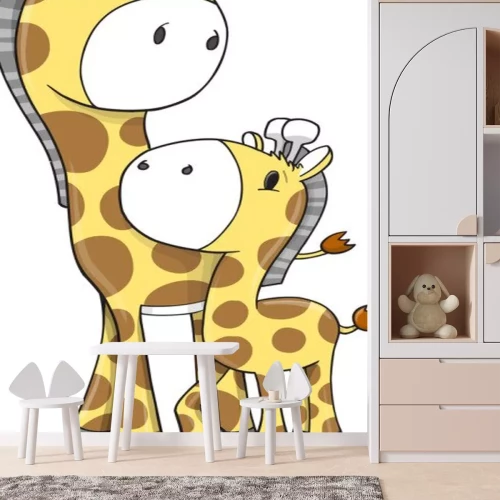 Sticker Grote en kleine giraf vrolijke illustratie