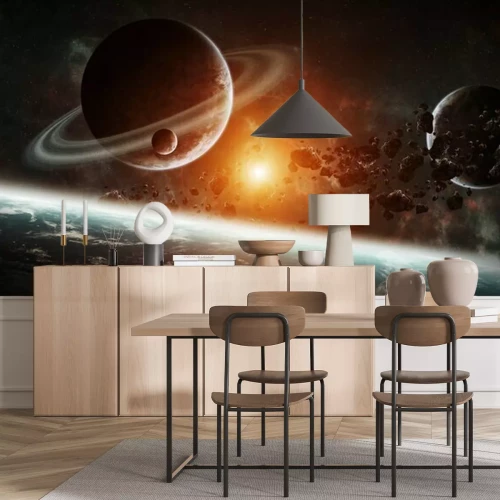 Fotobehang Het zonnestelsel met de zon in de verte