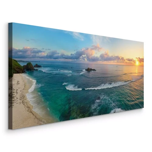 Canvas Tropisch strand bij zonsondergang