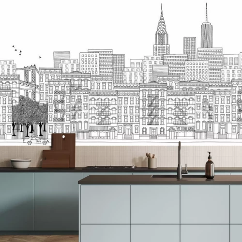 Sticker Hand getrokken naadloos banner van New York City