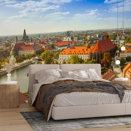 Fotobehang Het stadspanorama van Wrocław