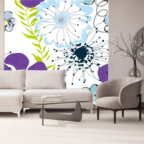 Sticker Grote bloemen op een lichte achtergrond