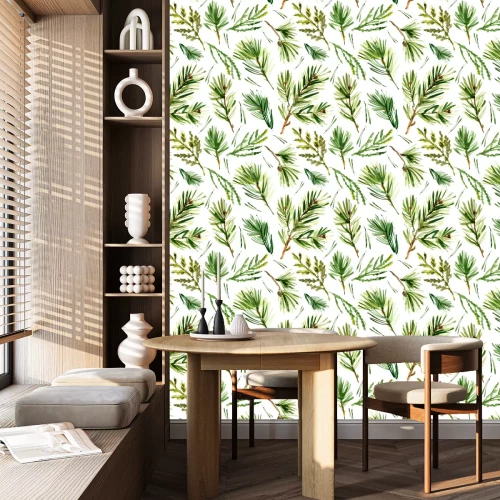 Behang Aquarel twijgen op een witte achtergrond