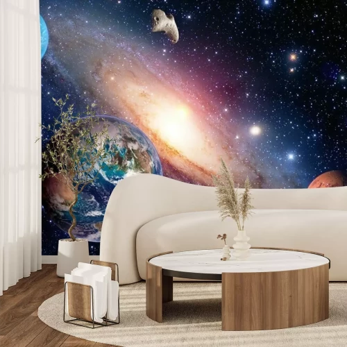 Fotobehang Planeten tegen de achtergrond van het sterrenstelsel