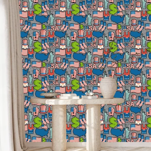 Behang USA patriottische symbool naadloze patroon van grunge stijl. Spuitverf