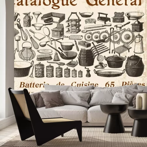 Fotobehang Gerechten op een kaart in de stijl van een retrocatalogus