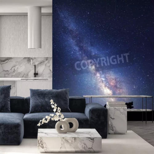 Fotobehang Bomen en de Melkweg