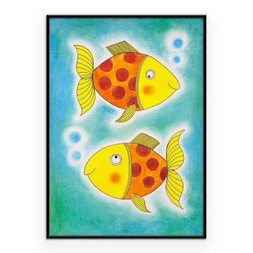 Poster Tekening van een sprookjesgoudvis