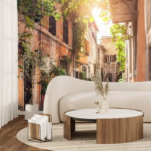 Fotobehang Een pittoresk straatje in Rome in de zon
