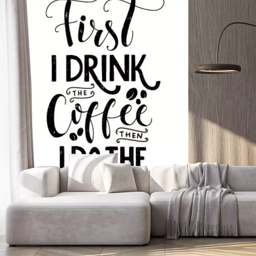 Sticker Motiverende inscriptie met betrekking tot koffie