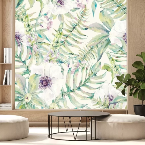 Fotobehang Varenbladeren in aquarel