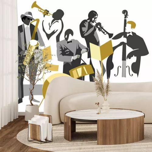 Sticker Jazzmusici: saxofonist, trompetters, drummer, bassist