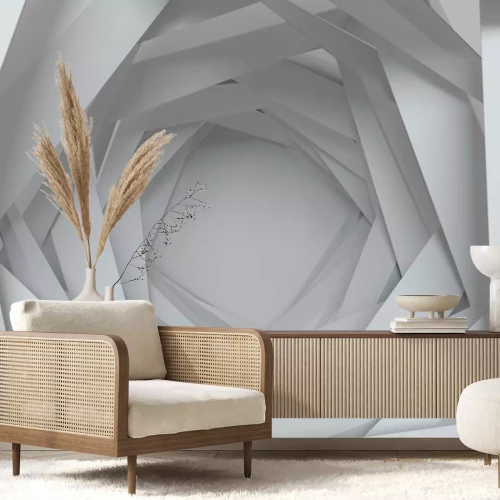 Sticker 3d uitsparing in een witte ruimtelijke structuur