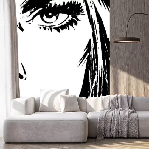 Sticker Mooie Vrouw Gezicht Vector 01