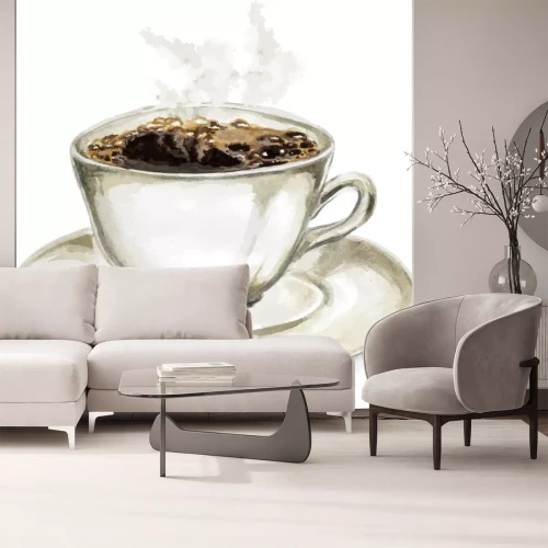 Sticker Een kopje koffie geschilderd met waterverf