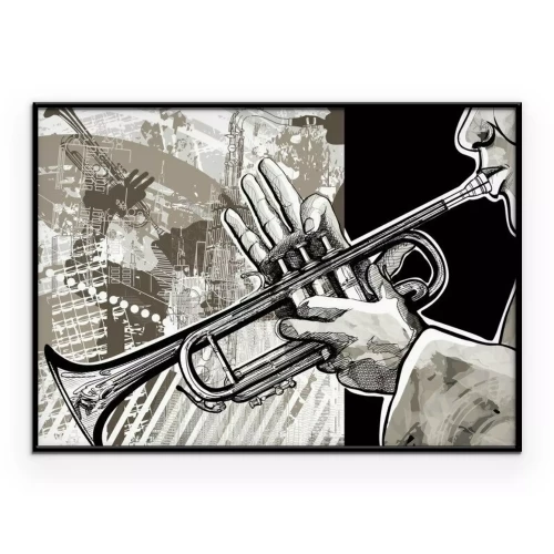 Poster Tekening van een man die trompet speelt