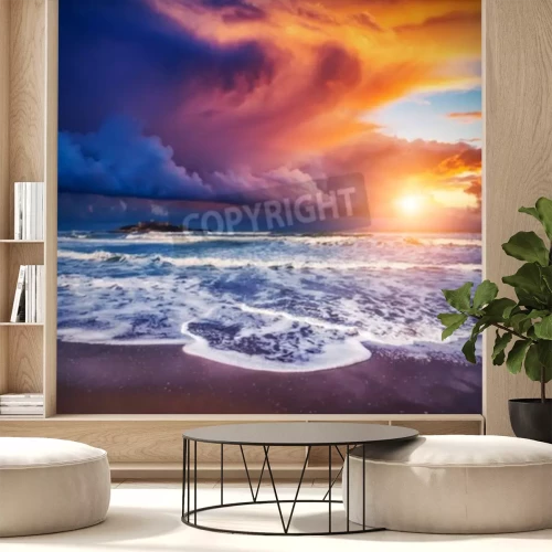 Fotobehang Zonsopgang in Sicilië