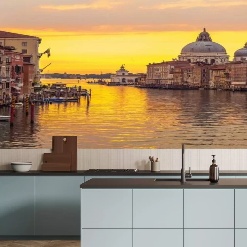 Fotobehang Een kustplaats bij zonsopgang