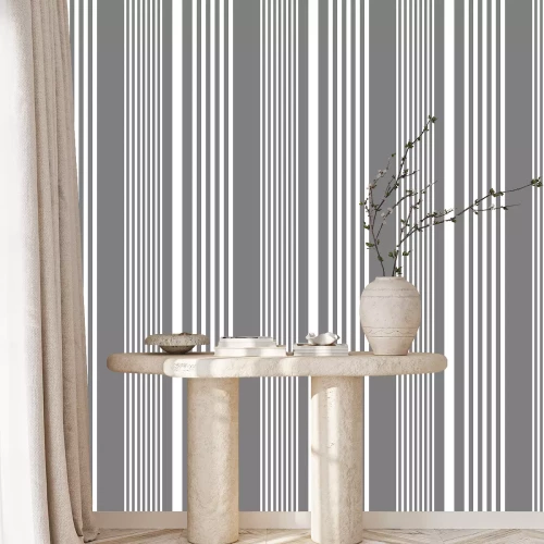 Behang Zwart en wit strepenmotief