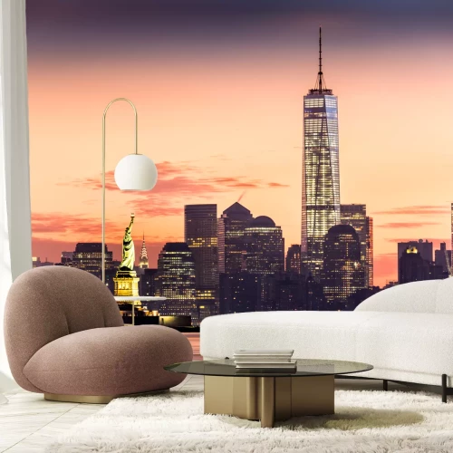 Fotobehang Zonsopgang in Manhattan