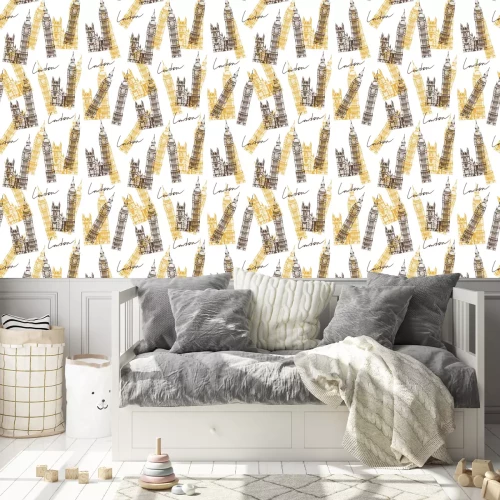 Behang Naadloze achtergrond met Big Ben (Elizabeth Tower), reizen patroon