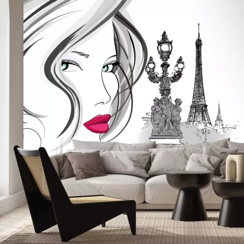 Sticker Kobieta na moście Aleksandra III w Paryżu