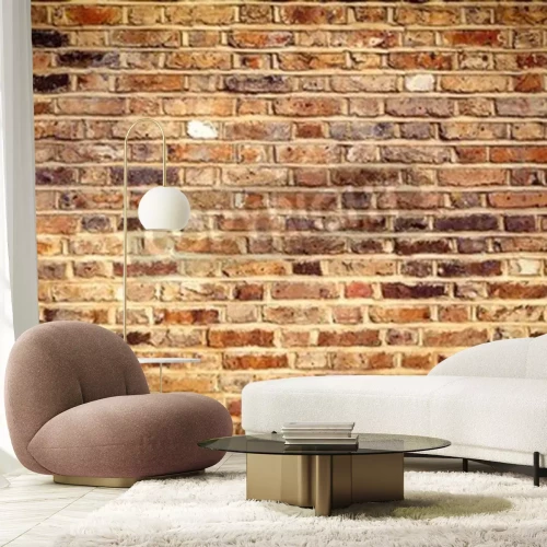 Fotobehang Bakstenen muur in bruine tinten