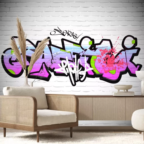 Fotobehang Graffiti op witte achtergrond