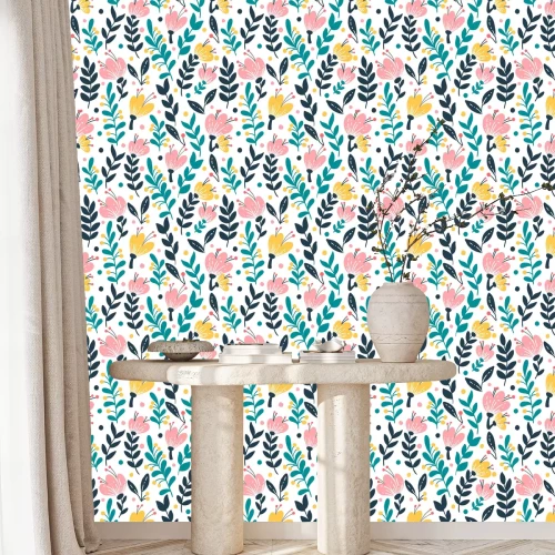 Behang Elegant naadloos patroon met roze bloemen