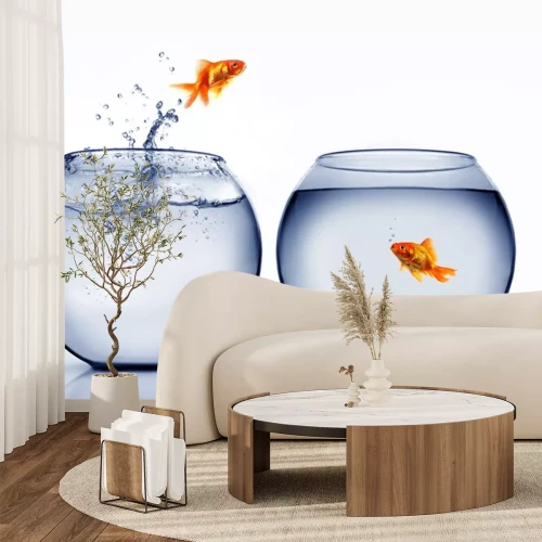 Sticker goudvis uit het water springen