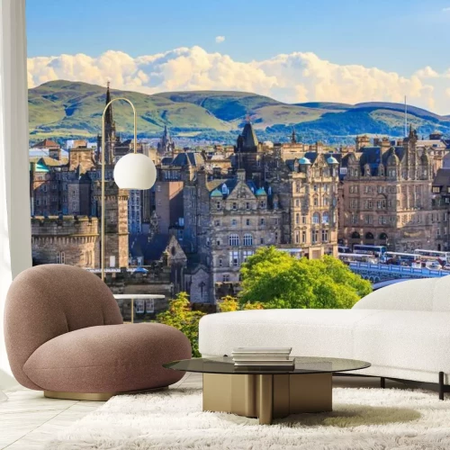 Fotobehang Het pittoreske landschap en de architectuur van Edinburgh