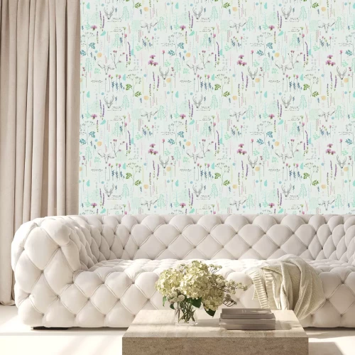 Behang Pastelkleurige weide