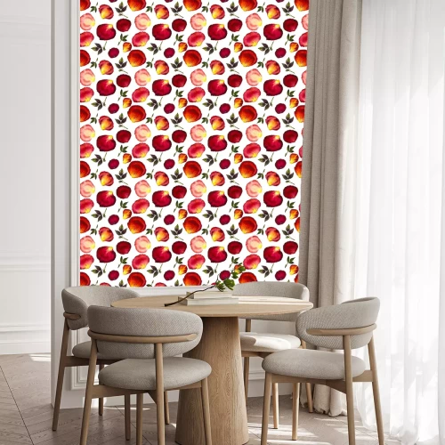 Behang Waterverf het naadloze patroon van roze en rode bloemblaadjes en bladeren van rozen op een witte achtergrond. Illustratie van de waterverf. Ontwerp voor stof, textiel, inpakpapier, kaart, uitnodiging,