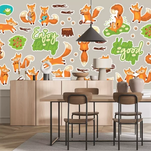 Sticker Het verzamelen van stickers met leuke cartoon vossen