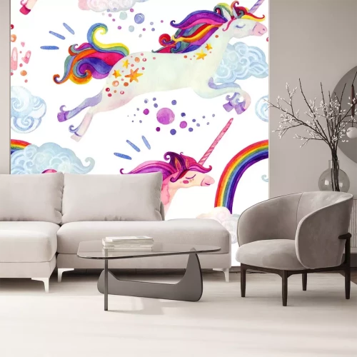 Sticker Twee regenboogeenhoorns