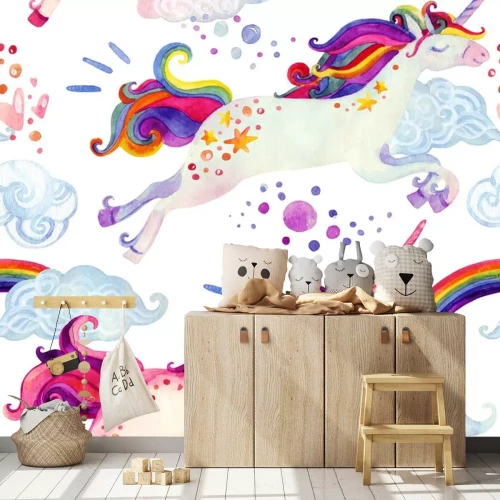 Sticker Twee regenboogeenhoorns