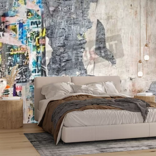 Fotobehang Muur met oude posters