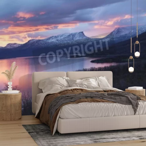 Fotobehang Zonsondergang in Zweden