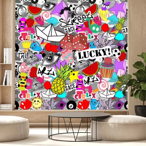 Sticker Naadloos patroon heldere kleurrijke stickers