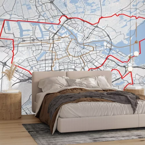 Sticker Kaart van Amsterdam. Nederland wegen