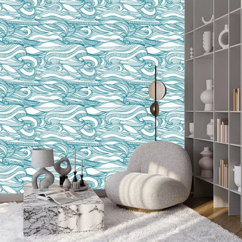 Behang Waterval in blauw