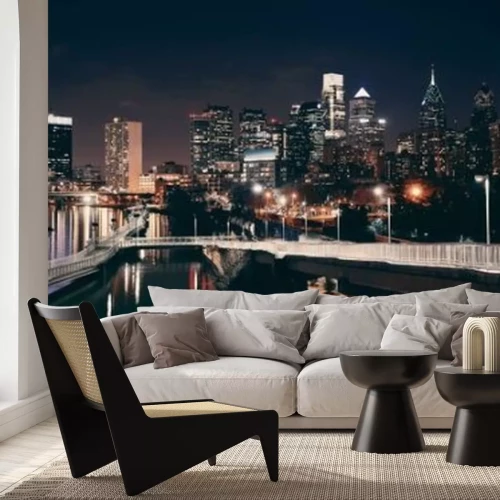 Fotobehang Wolkenkrabbers &#39;s nachts